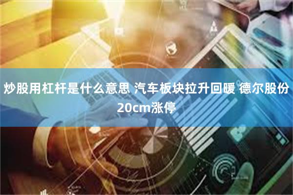 炒股用杠杆是什么意思 汽车板块拉升回暖 德尔股份20cm涨停